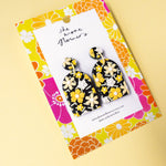 Floral Polymer Clay Arch Dangle Earrings