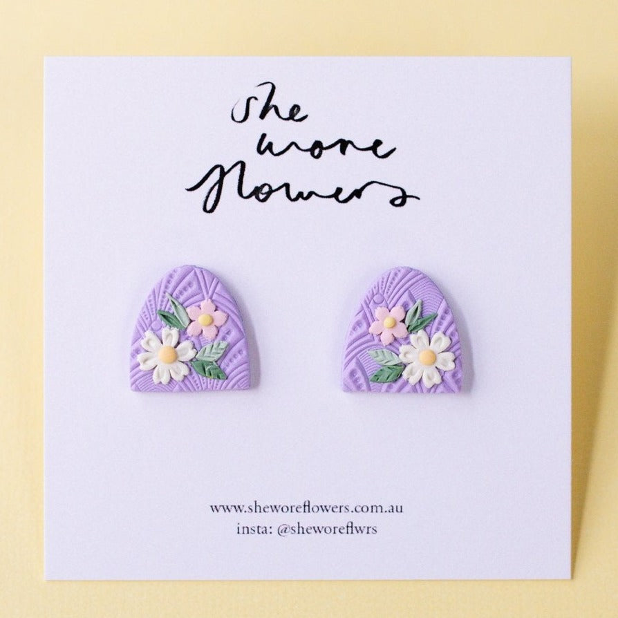 Floral Polymer Clay Stud Earrings