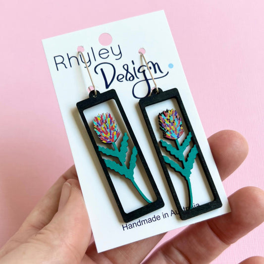 Banksia Stem Hand-painted Wood Earrings