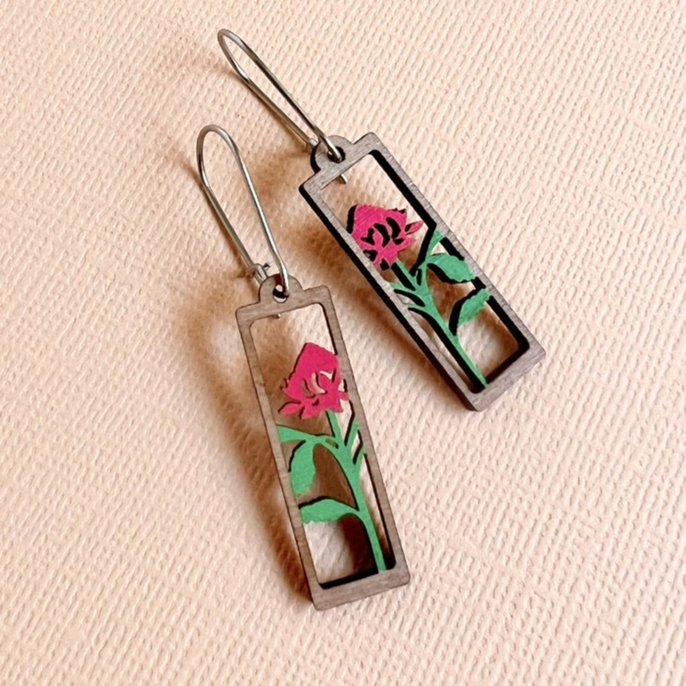 Waratah Hand-painted Wood Earrings