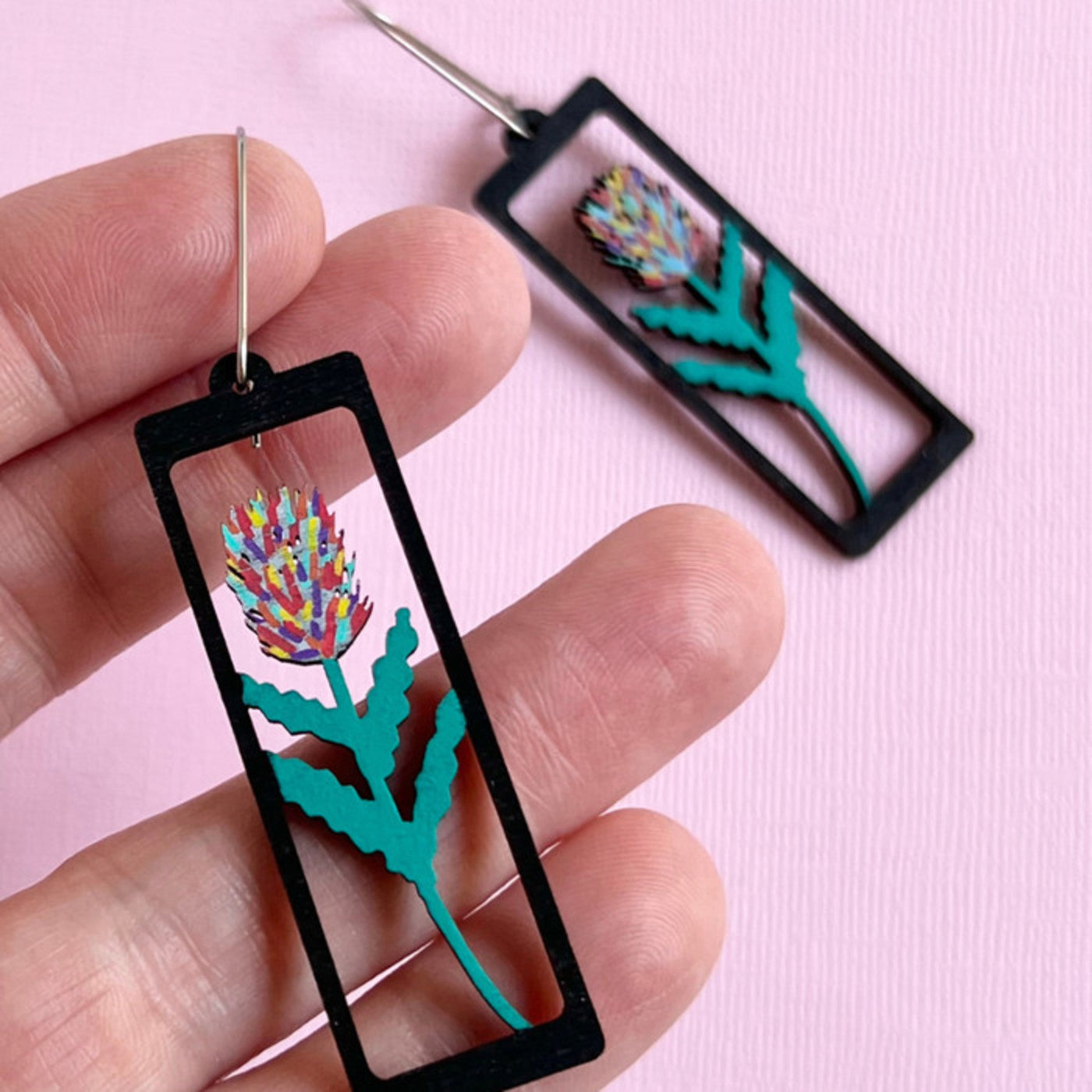 Banksia Stem Hand-painted Wood Earrings