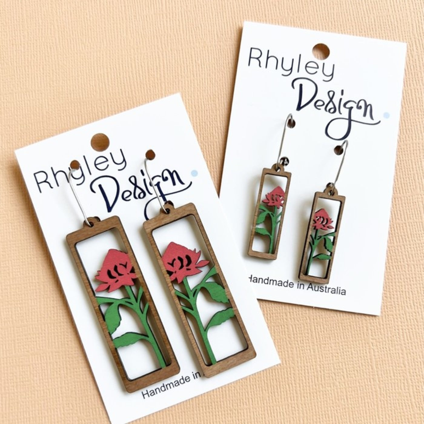 Waratah Hand-painted Wood Earrings