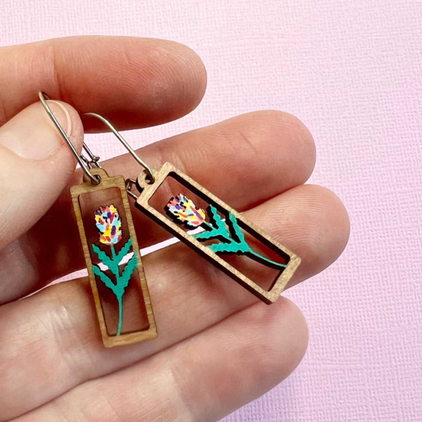Banksia Stem Hand-painted Wood Earrings