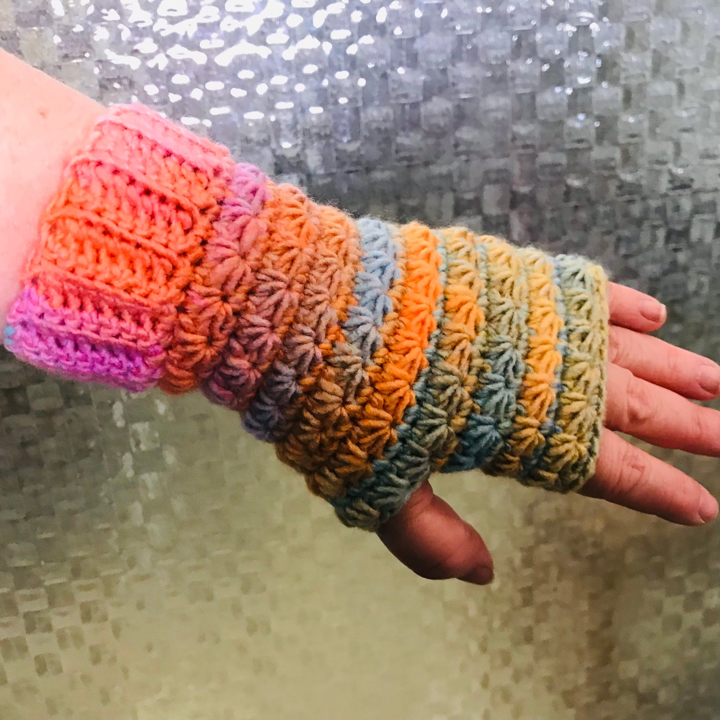 Crochet fingerless gloves - various colours