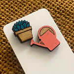 Novelty Studs Earrings - Graphic Wood