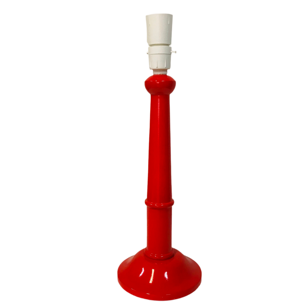 Lamp Base Only - Painted Gloss Turned Timber Table Lamp - Red