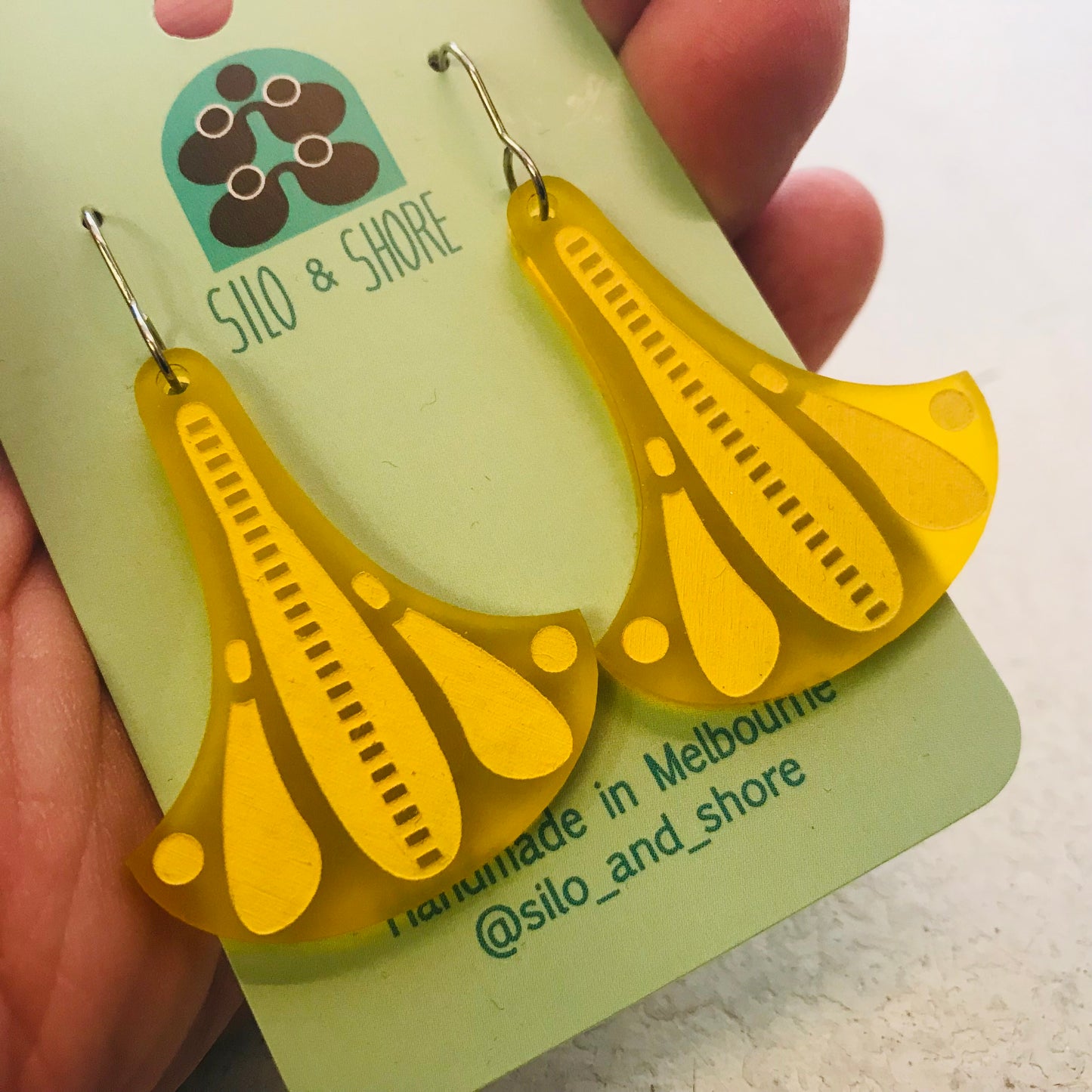 Art Deco Acrylic Earrings - Large Fan Hooks