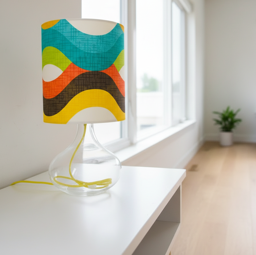 Custom Lamp Shade only - Retro Mod Waves