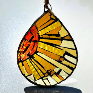 Handmade Glass Suncatcher - Mosaic Starburst Tear Drop