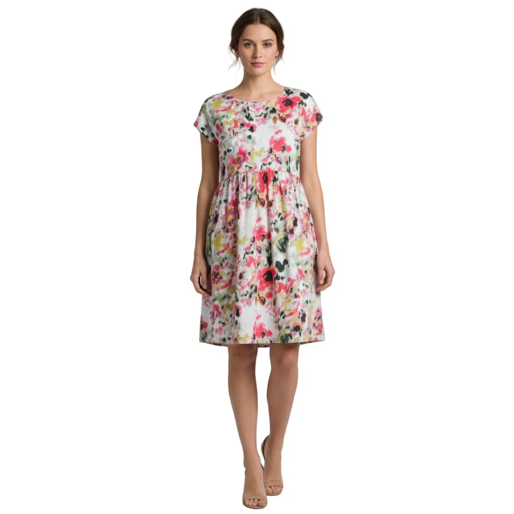 Women's Handmade Stretch Dress with Pockets - Ikat