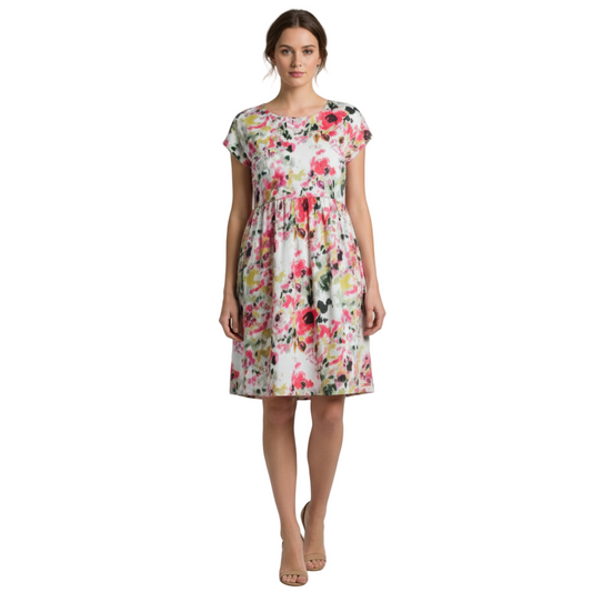 Women's Handmade Stretch Dress with Pockets - Ikat