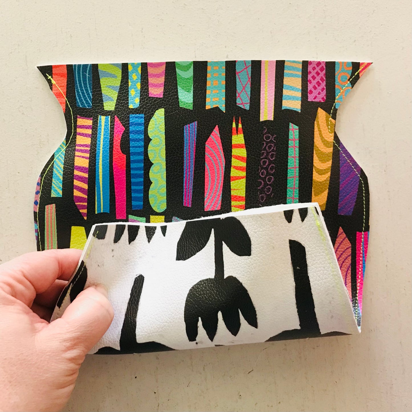 Hand Painted Vegan Leather Flat Vase