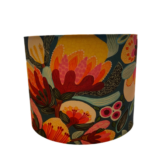 Ornate Marble Table Lamp with Bright Floral Shade