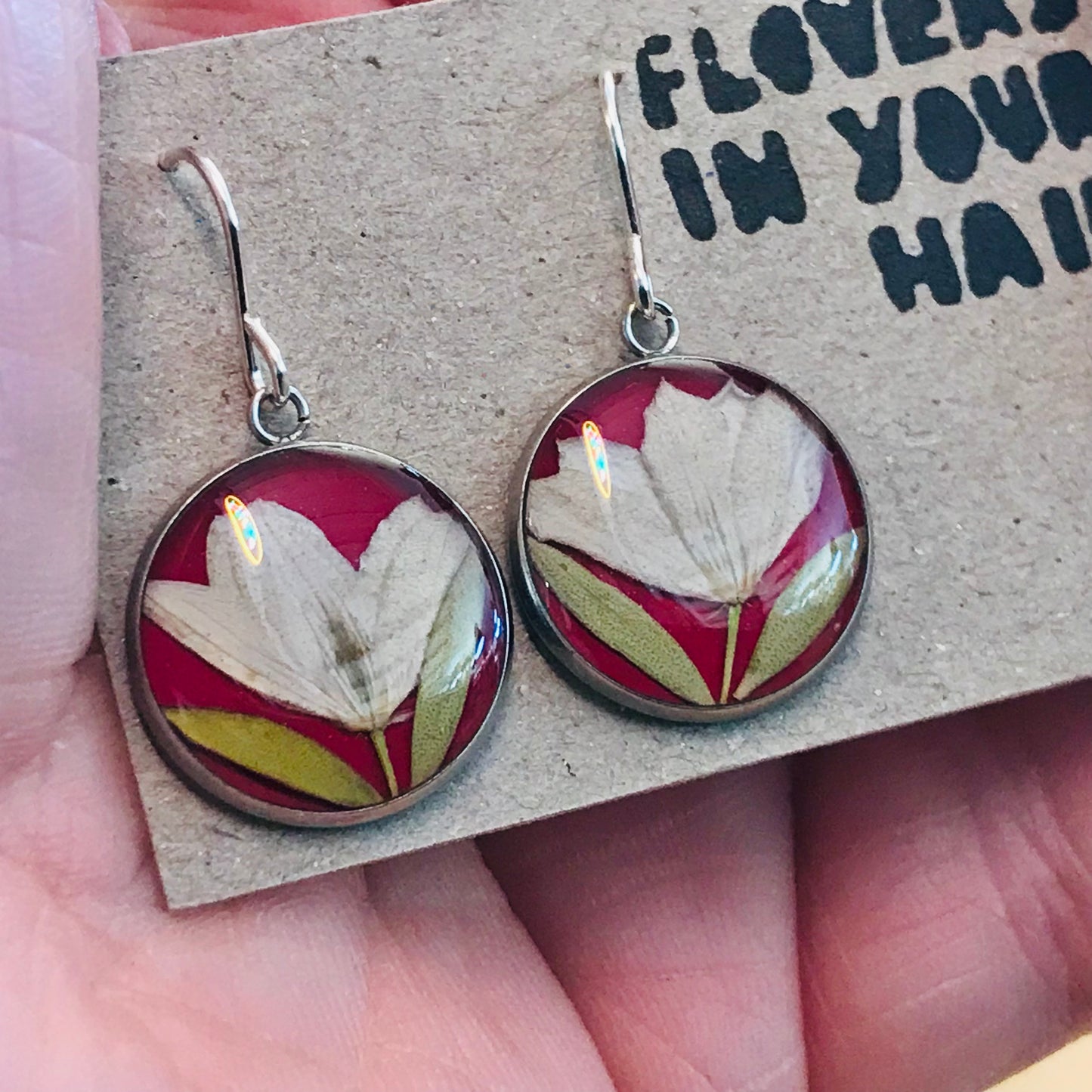 Australian flora Resin & Sterling Silver Earrings - medium