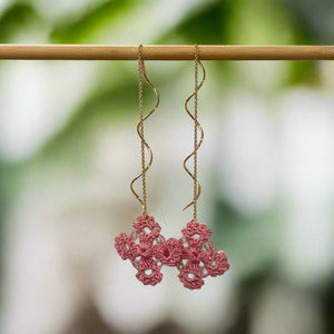 Handcrafted Crochet Earrings - Flowers with Chain Detail