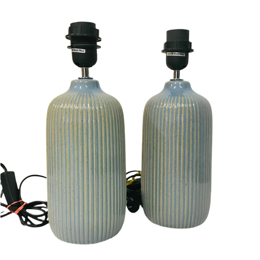 Lamp Base Only - Ridged Mottled Tan & Blue Table Lamp