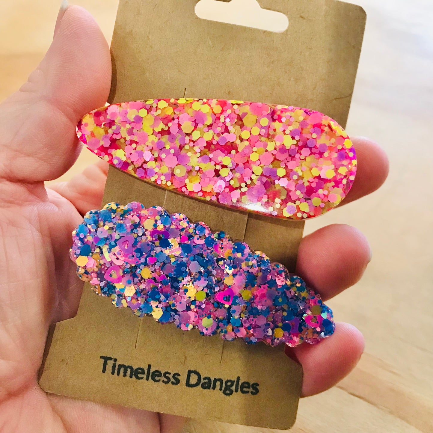 Resin Sparkle Hair Clips - Set of 2