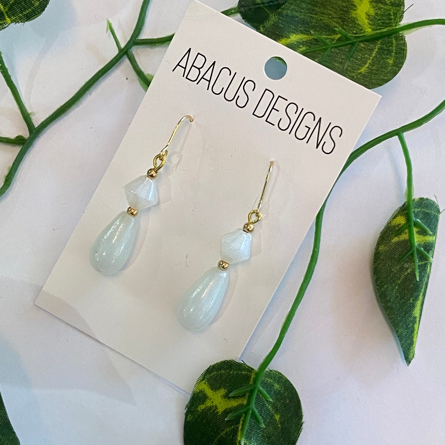 Colourful Glass & Brass Dangle Earrings