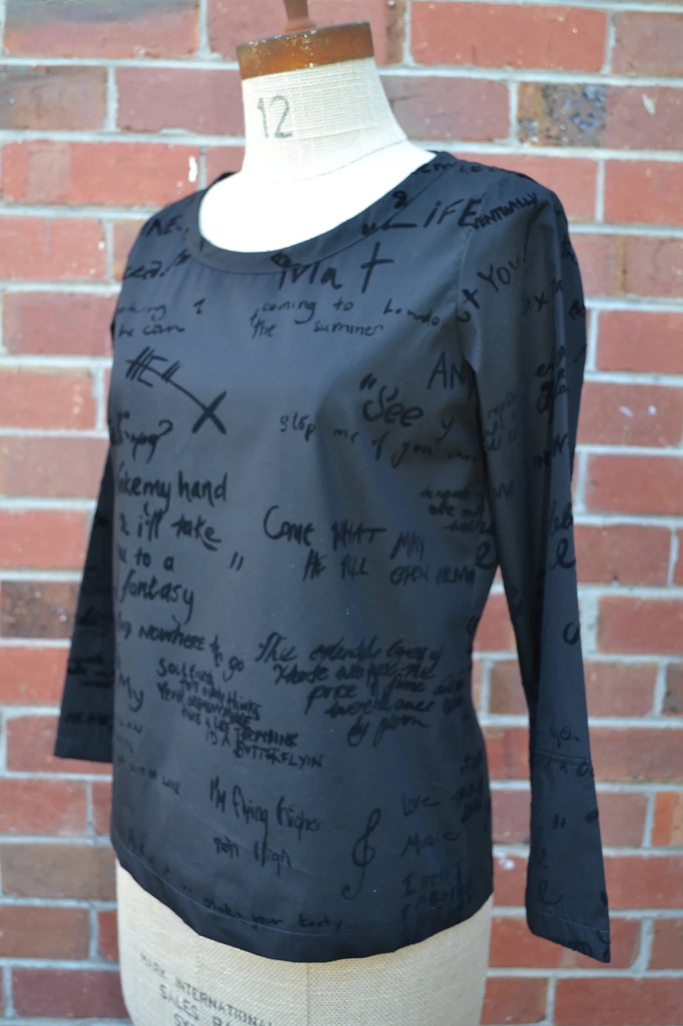 Women's Handmade Basic Top - Graffiti flocked cotton