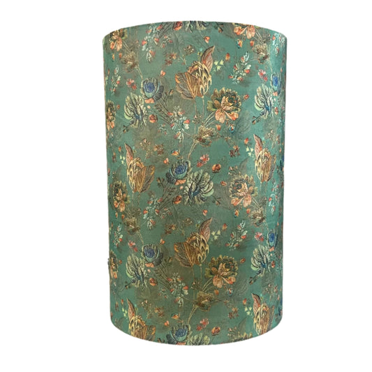 Standard Floor Lamp with Sage Floral Velvet Shade