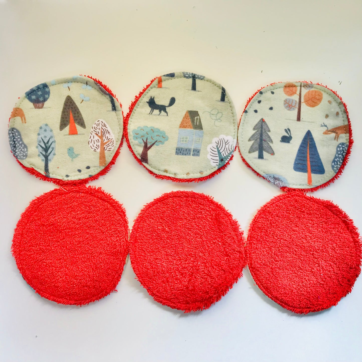 No Waste Reusable Make-up Remover Pads Wipes - flannel / towelling (set of 6)