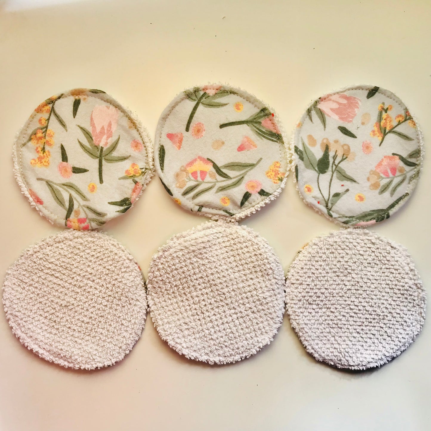 No Waste Reusable Make-up Remover Pads Wipes - flannel / towelling (set of 6)