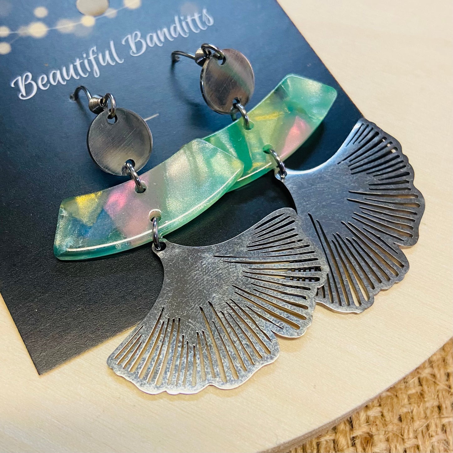 Mixed Metal and Resin Earrings - large