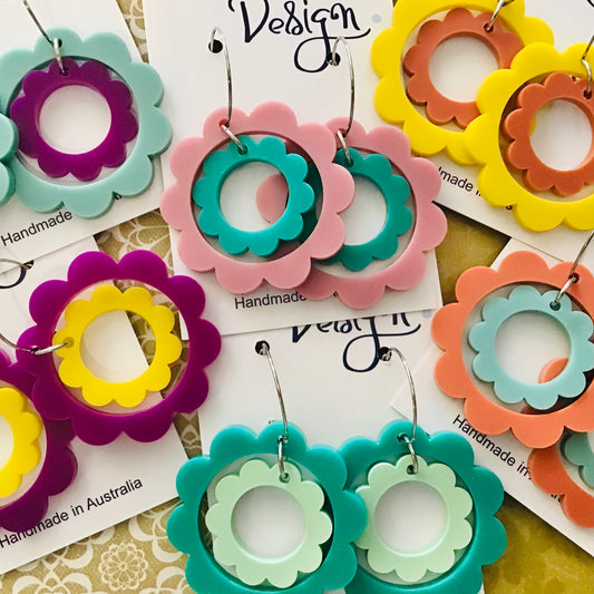 Bold Perspex Double Daisy Earrings