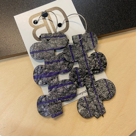 Hand painted leather bold statement earrings - The Flora Hoop