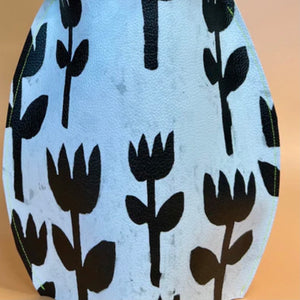 Hand Painted Vegan Leather Flat Vase