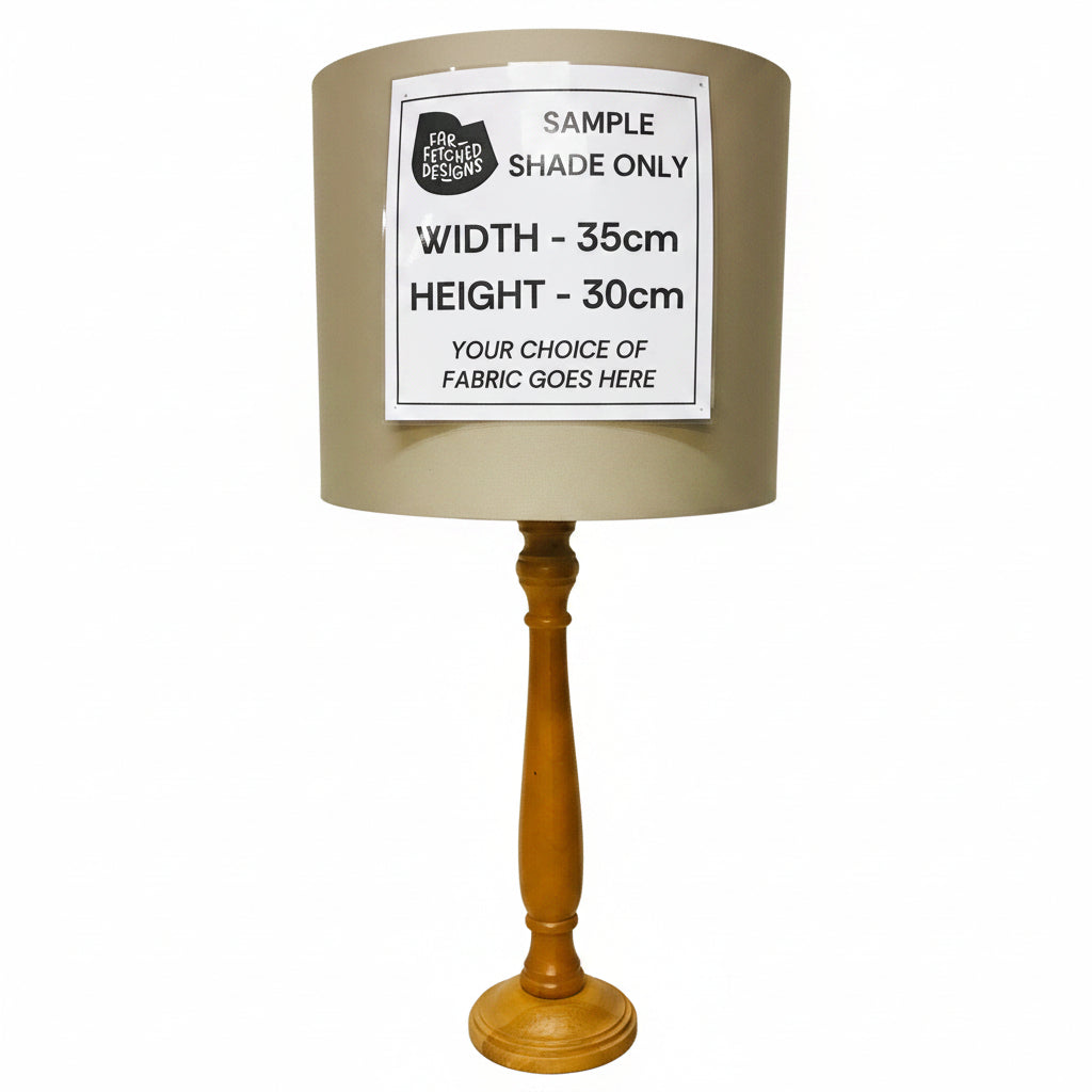 Lamp with a sample size label on a white background