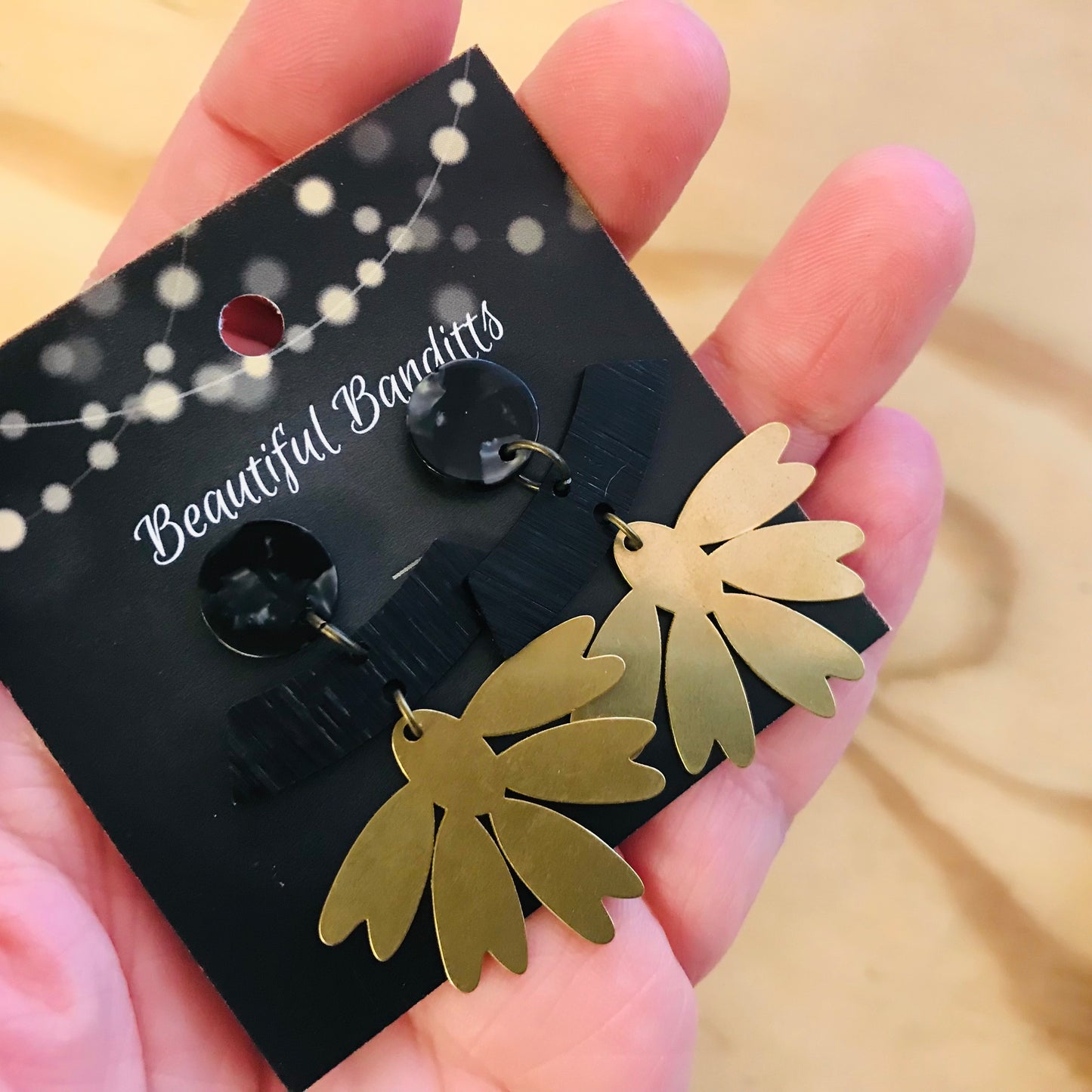Mixed Metal and Resin Earrings - large
