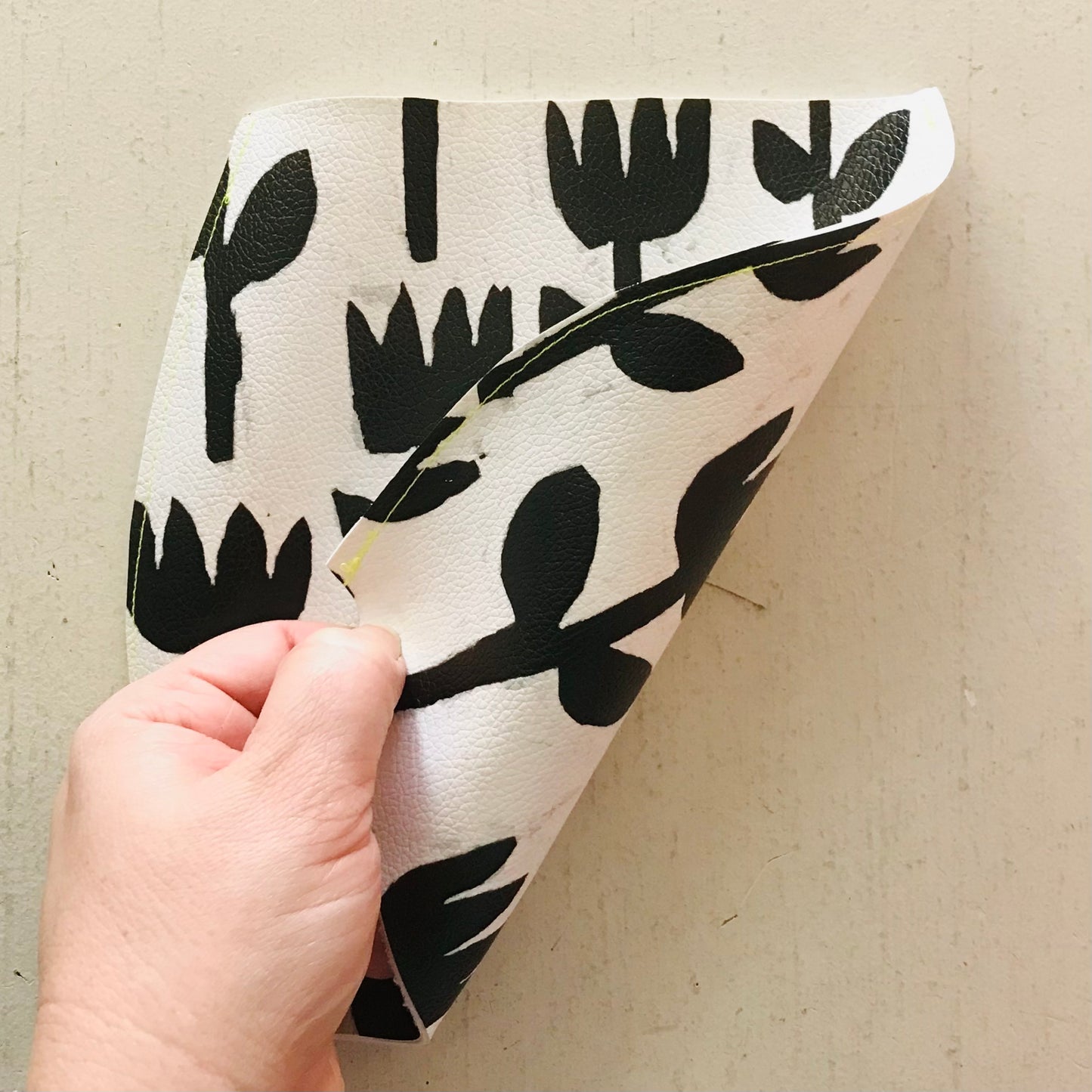 Hand Painted Vegan Leather Flat Vase