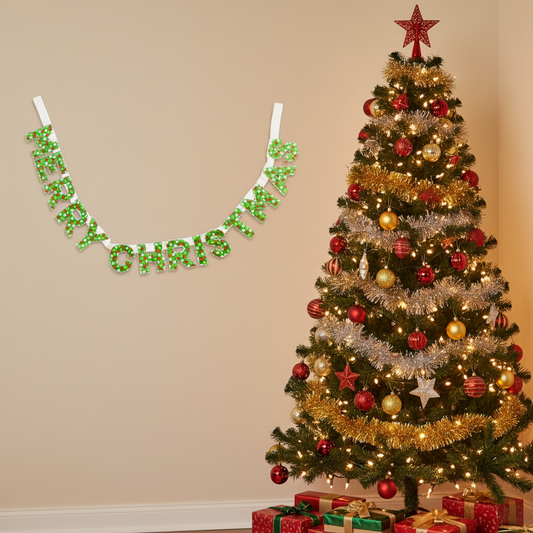 Handmade Fabric Merry Christmas Bunting
