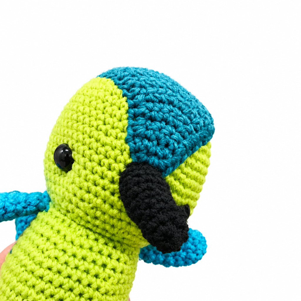Blue Green Amigurumi Crochet Bird Toy
