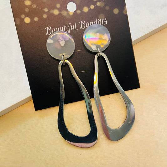 Mixed Metal and Resin Earrings - x-large