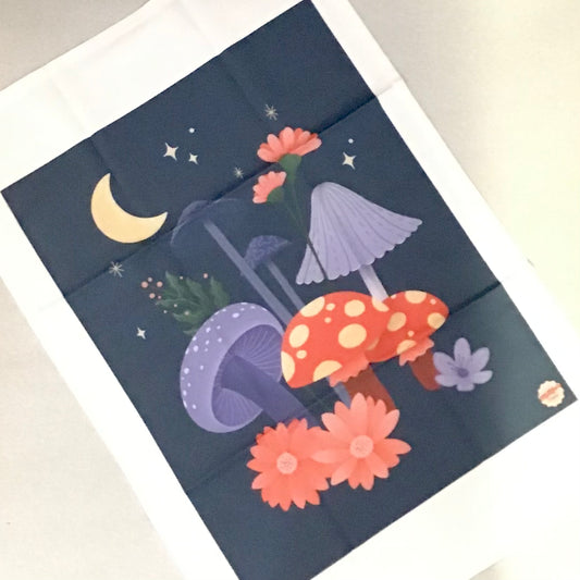 Tea Towel - Mushroom Moonlight