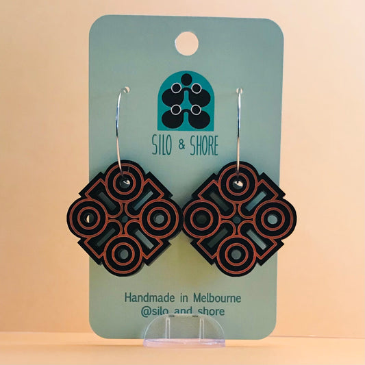 Art Deco Acrylic Earrings - Rounded Squares (small)
