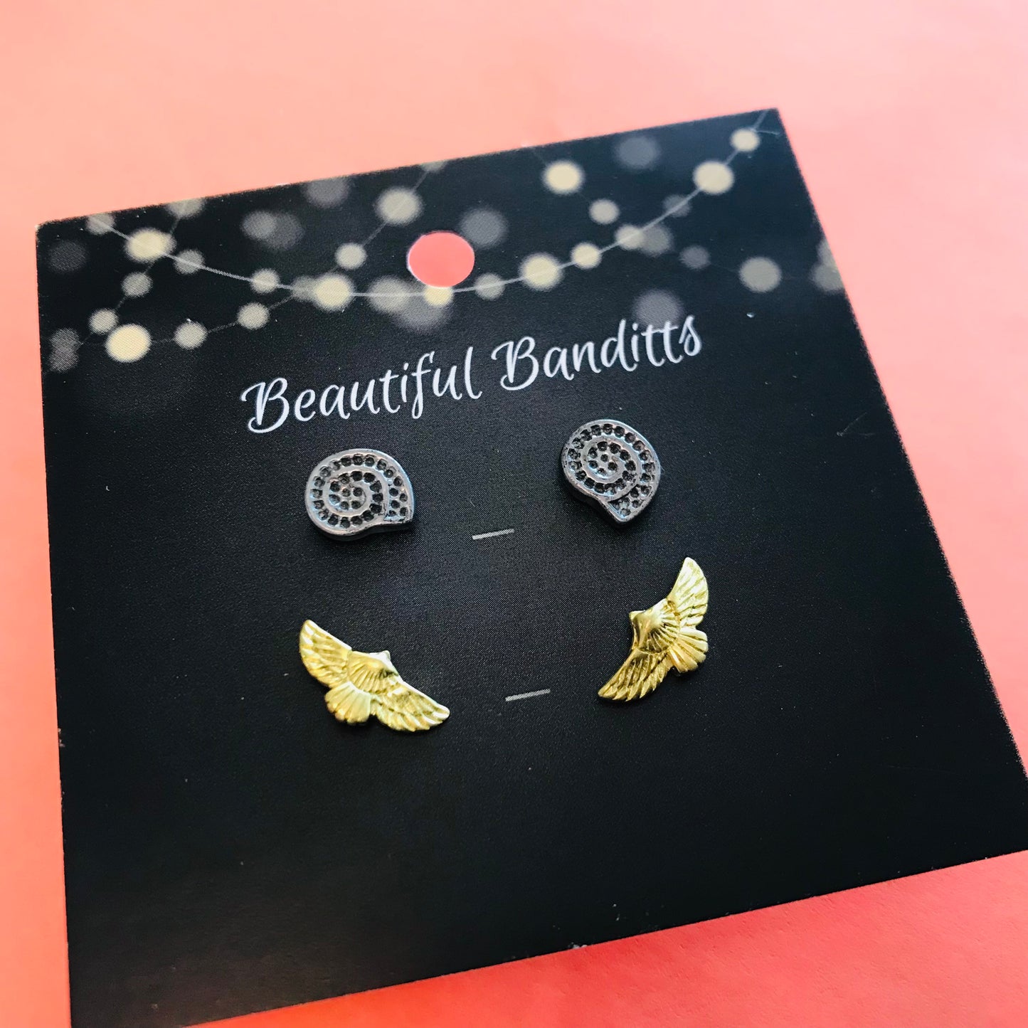 Mixed Metal Stud Earrings - Duo Set