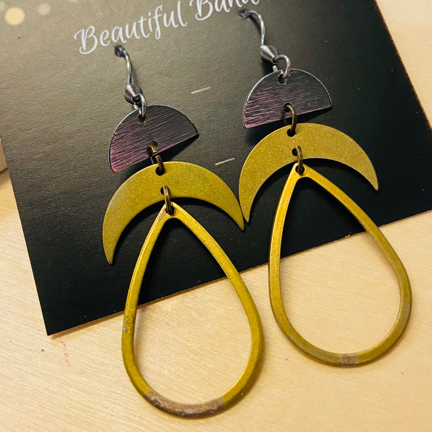 Mixed Metal and Resin Earrings - medium