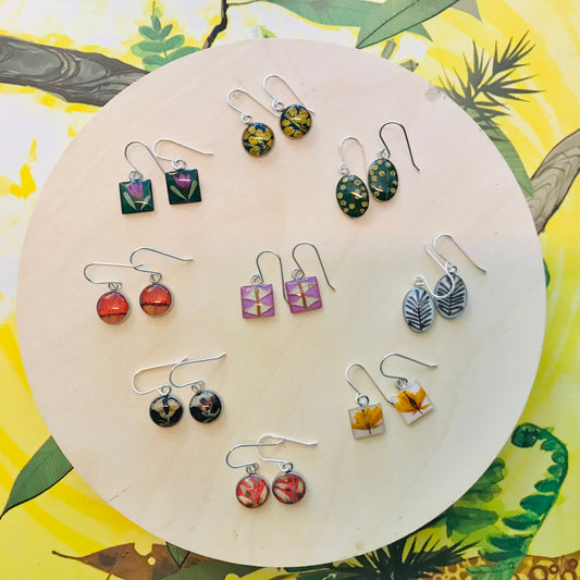 Australian flora Resin & Sterling Silver Earrings - small