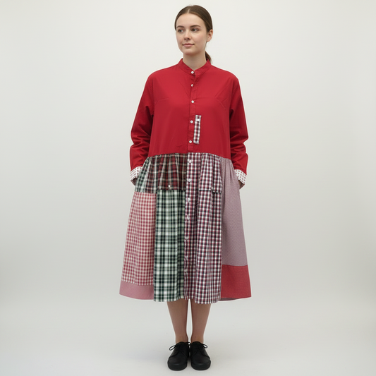 Scarecrow Dress - Red, White & Navy