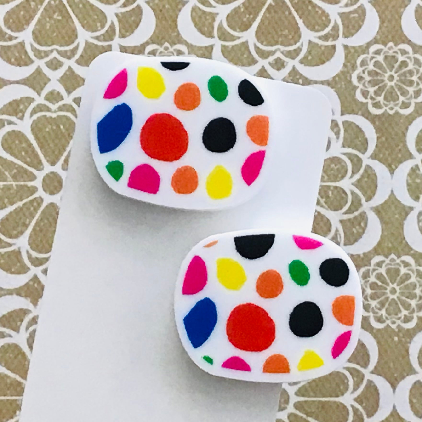 Novelty Studs Earrings - Graphic Acrylic