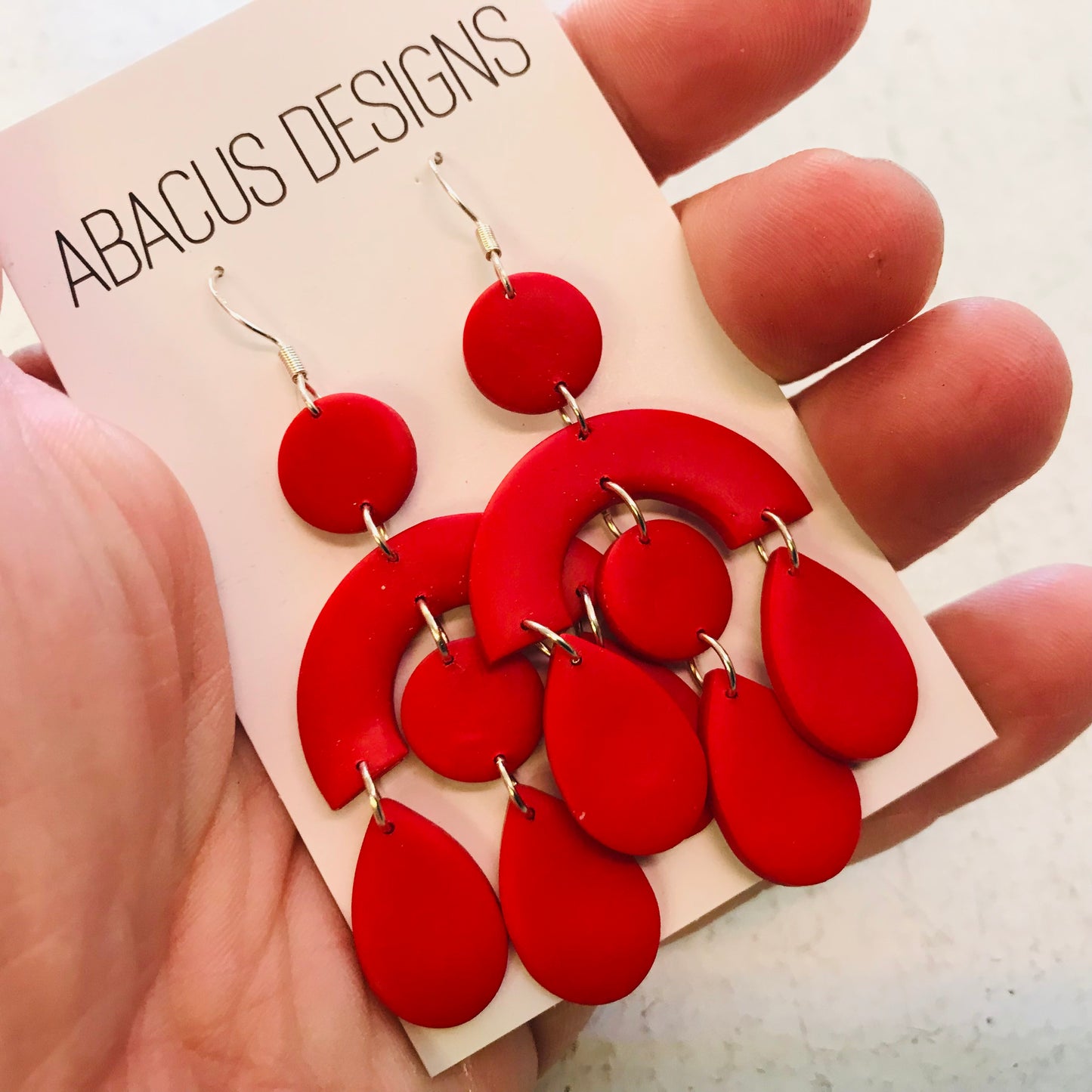 Handmade Polymer Clay Earrings - Halo Teardrops