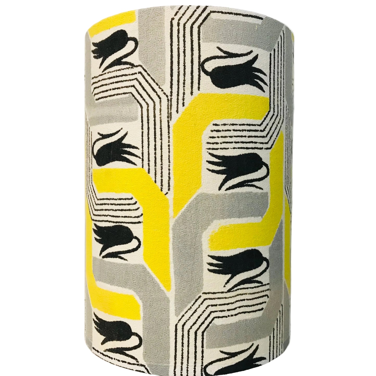 Vintage Barkcloth Tall Mirror Table Lamp