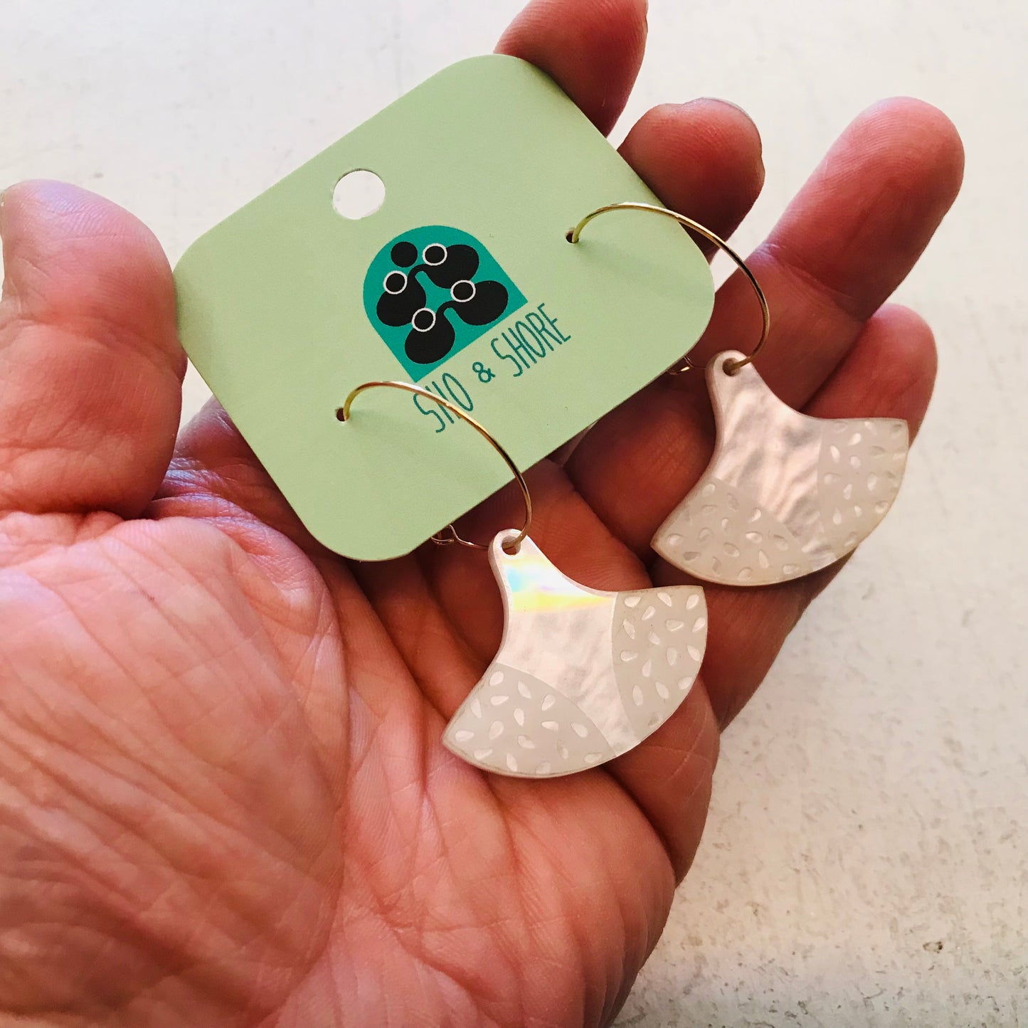 Art Deco Acrylic Earrings - Wide Fan Hook