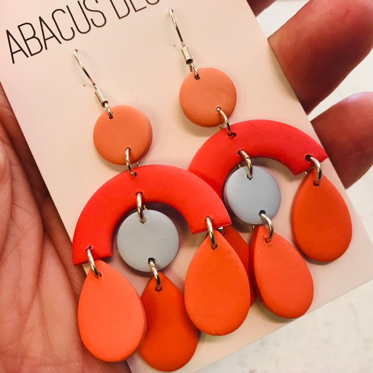 Handmade Polymer Clay Earrings - Halo Teardrops