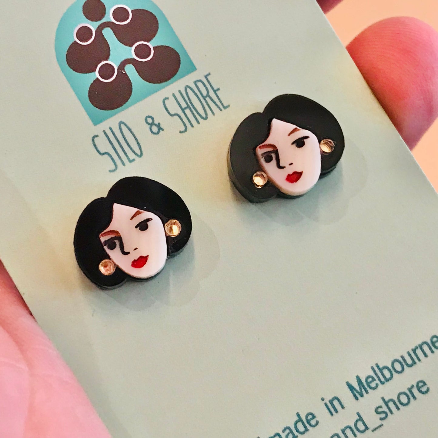 Art Deco Acrylic Earrings - Faces