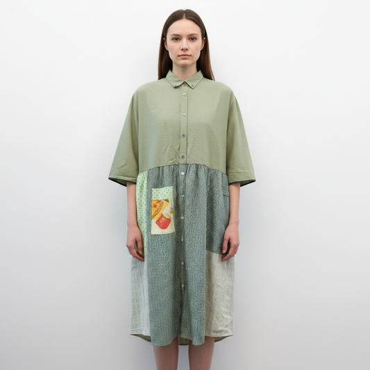 Scarecrow Dress - Green & Navy
