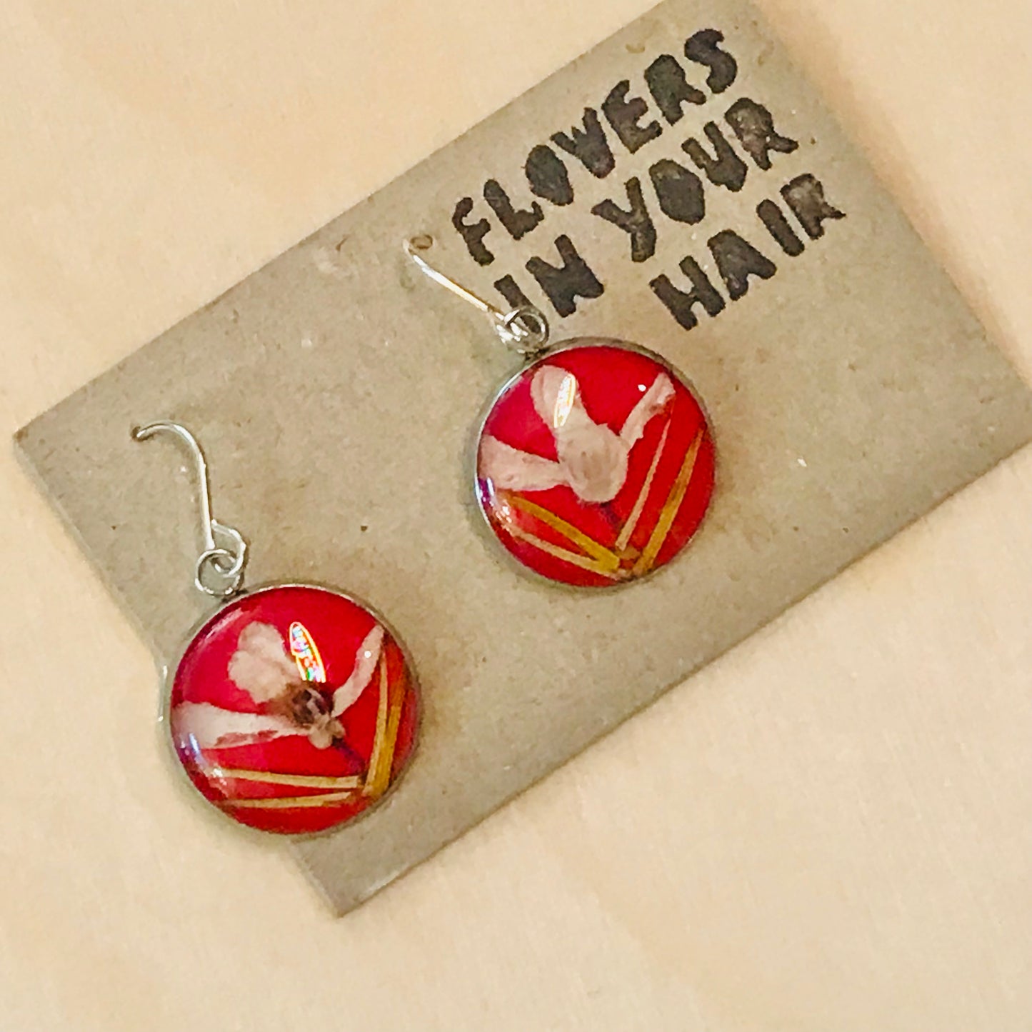 Australian flora Resin & Sterling Silver Earrings - medium